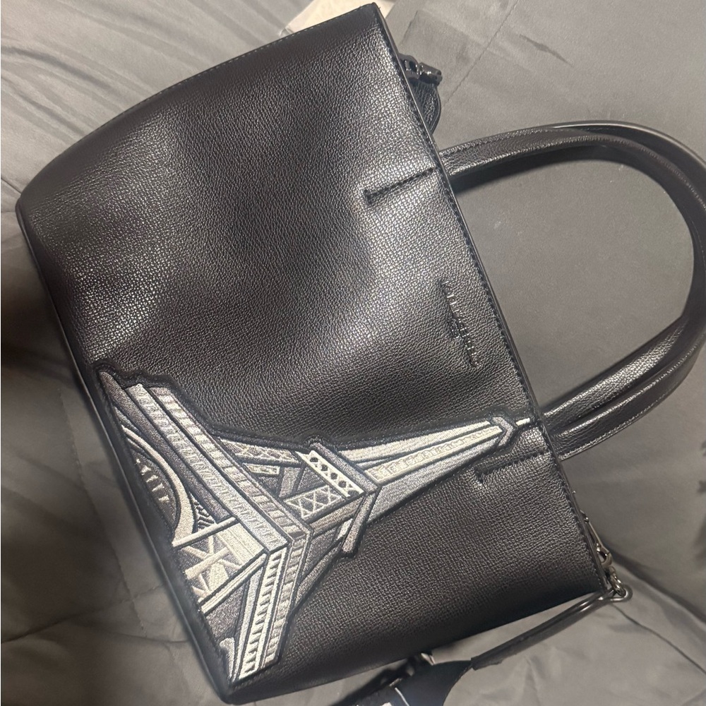 Karl Lagerfeld Black Tote with Eiffel Tower Design